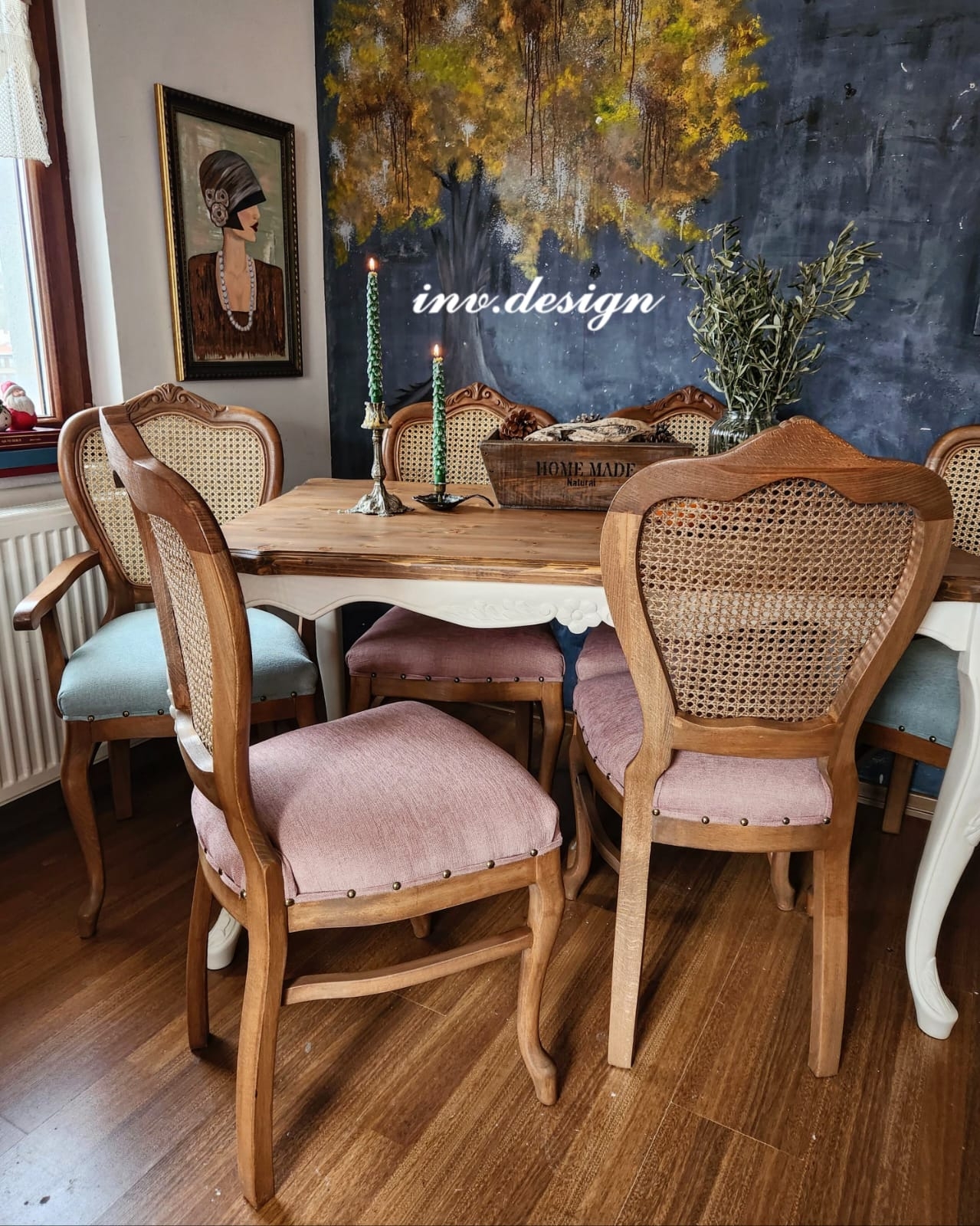 Masif Hazeranlı Pastel Pembe Kolsuz Sandalye