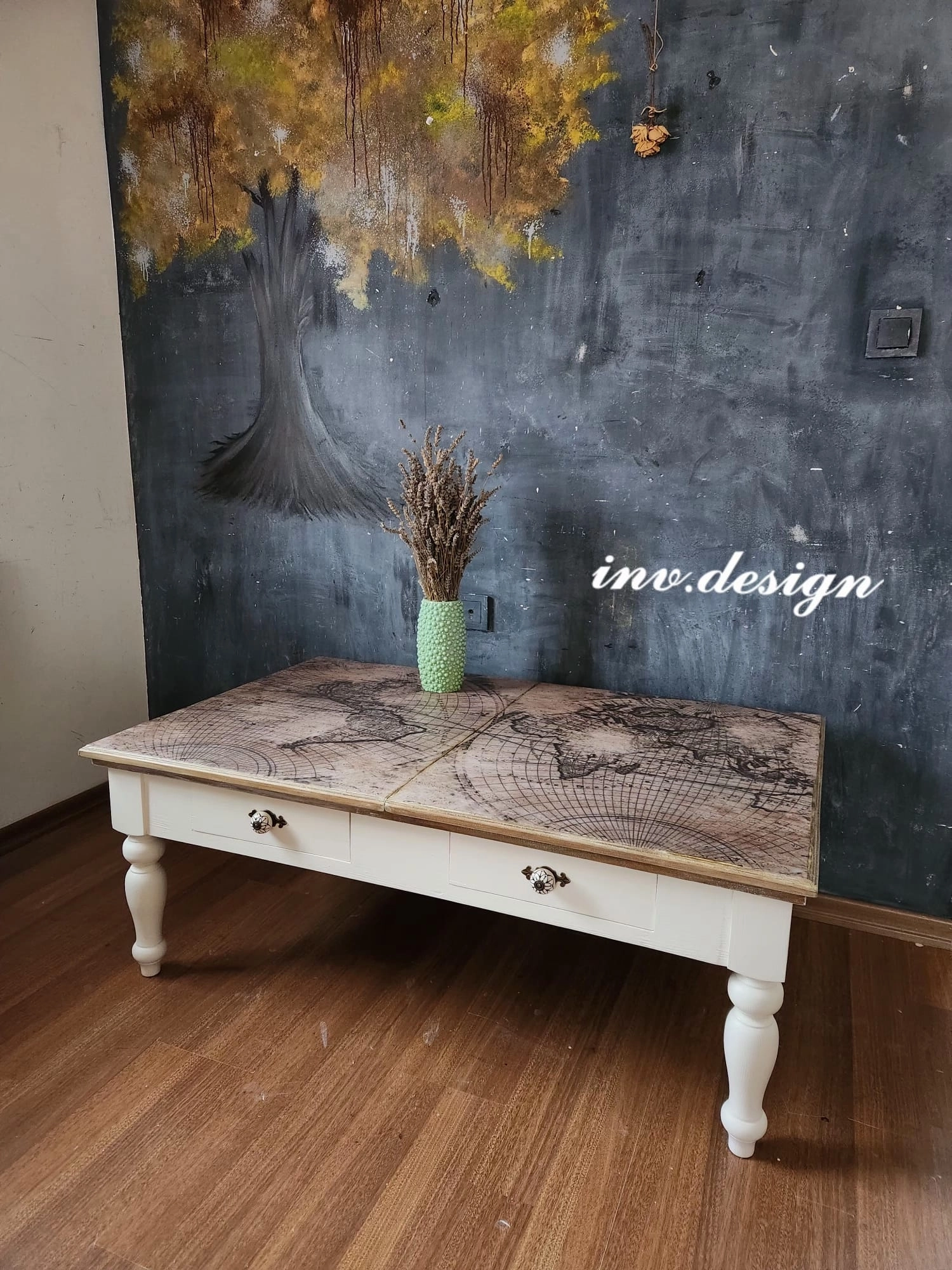 Dünya Haritası Detaylı Tavla Satranç Orta Sehpa