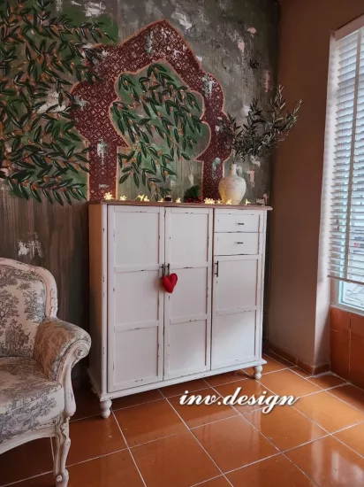 Beyaz Eskitme Ayakkabılık