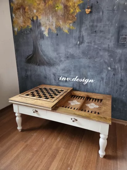 Dünya Haritası Detaylı Tavla Satranç Sehpa